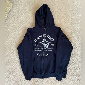 vintage pompano beach boxy hoodie zip up